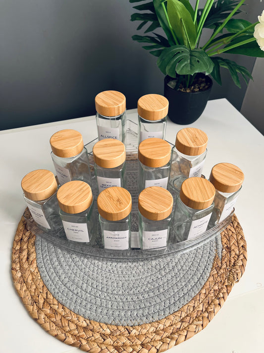 Set of 12 glass jars 150ml + acrylic stairs rounded