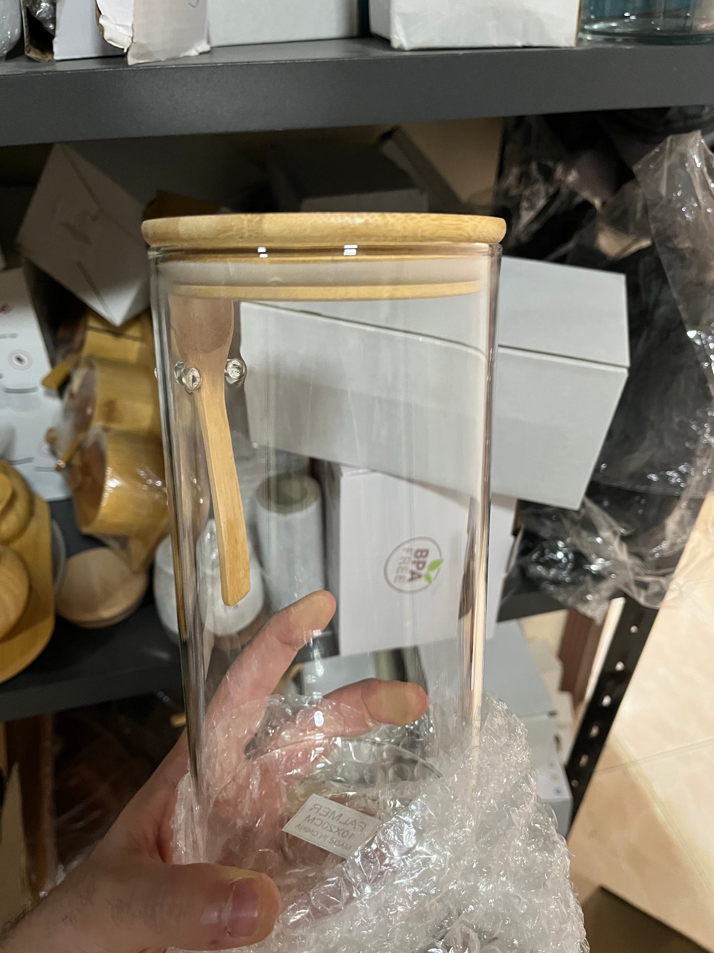 glass jars 1200ml+ spoonمدور