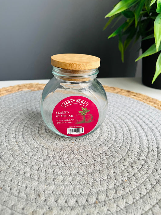 SEALED GLASS JAR 200ml (code1966-86) danny home