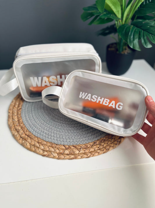 Set of 2 (White) makeup bags (WASHBAG)