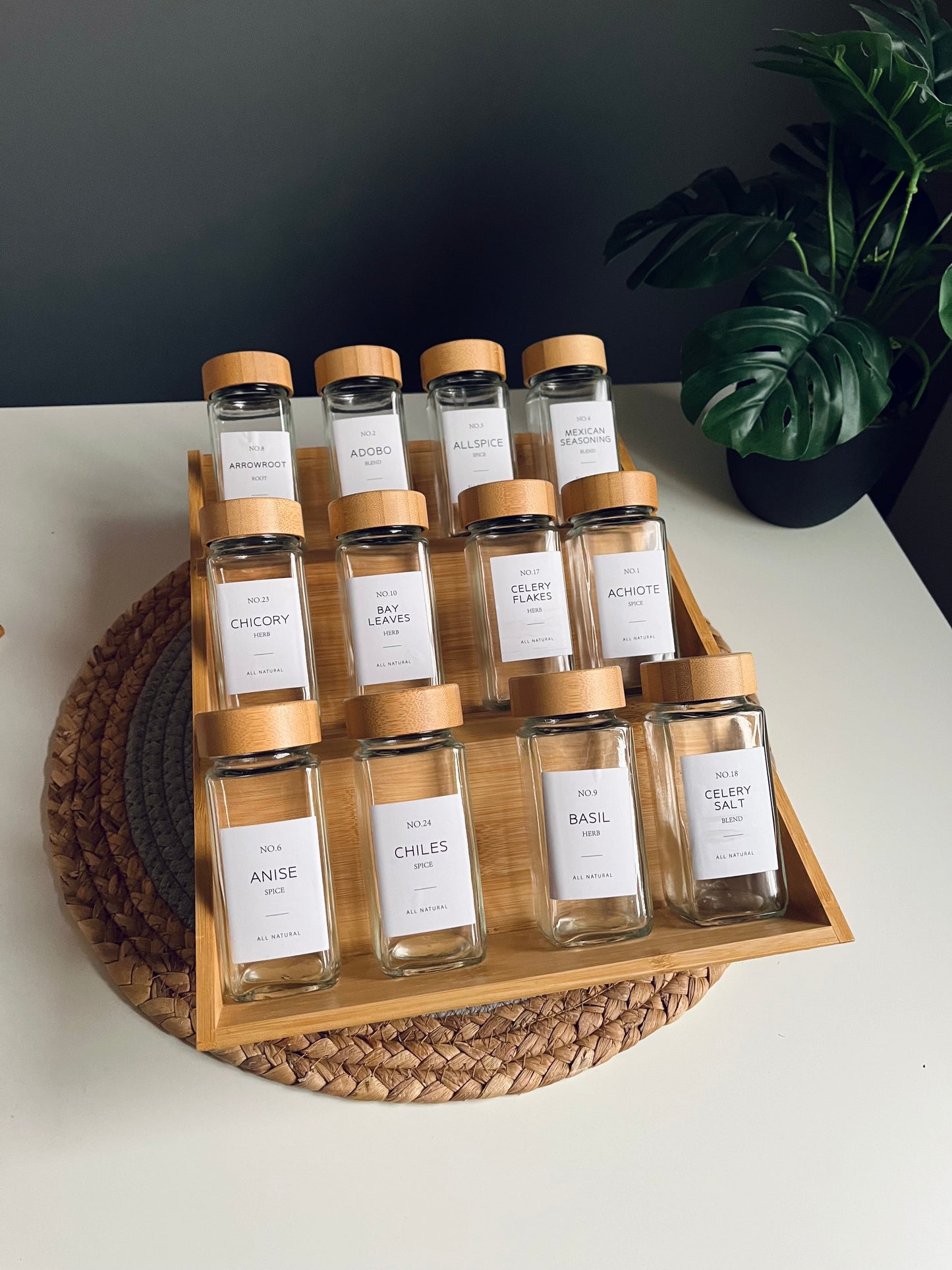 Set of 12 glass jars 150ml+bamboo stairs (NEW)