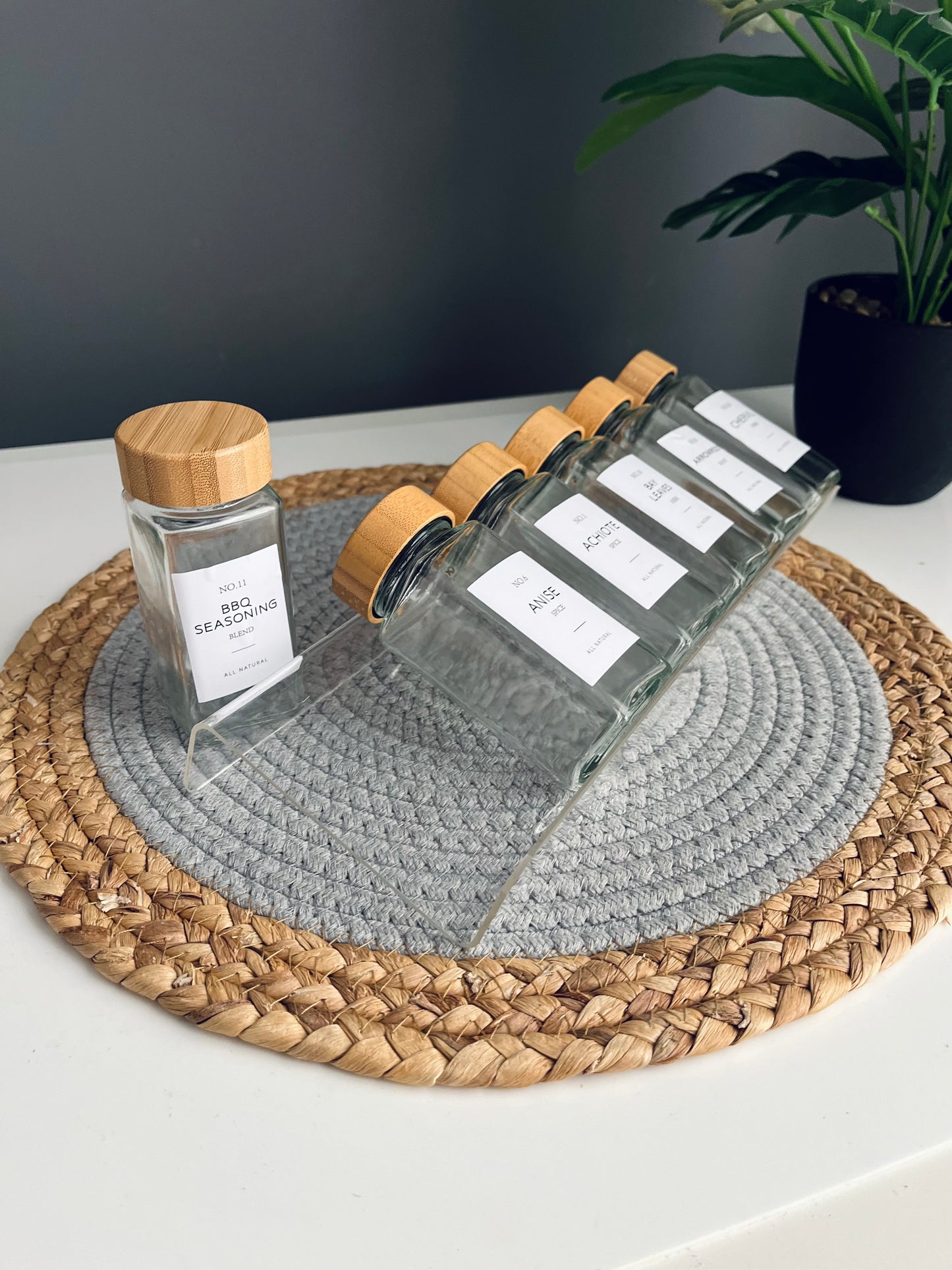 Set of 6 glass jars 150ml with (acrylic drawer )organizer