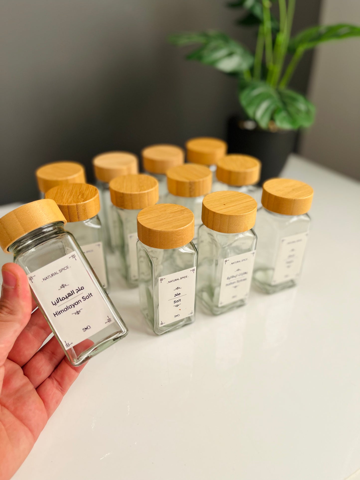 Set of 12 square 150ml glass jars
