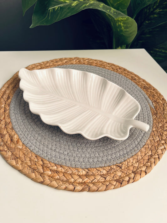 سيرفيس بورسلين ورق شجر ابيض(code65-43c)صغير مسطح