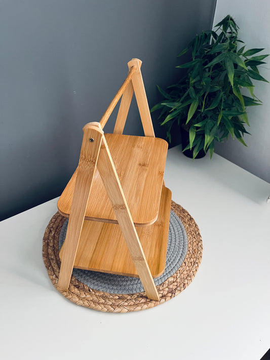 (Code632)pyramid bamboo organizer 2 floors