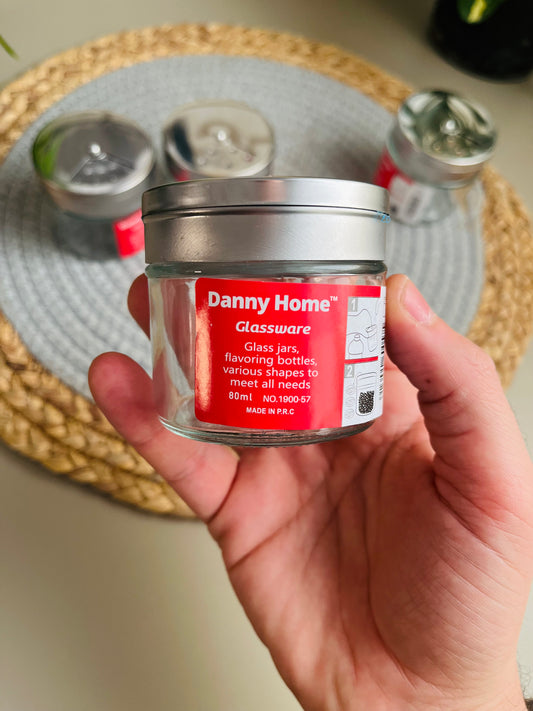 Set of 4 glass jars with stainless 80ml lid(code1900-57)