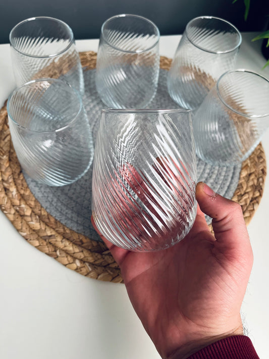 طقم كوبيات 6 مخطط زجاج(c881)