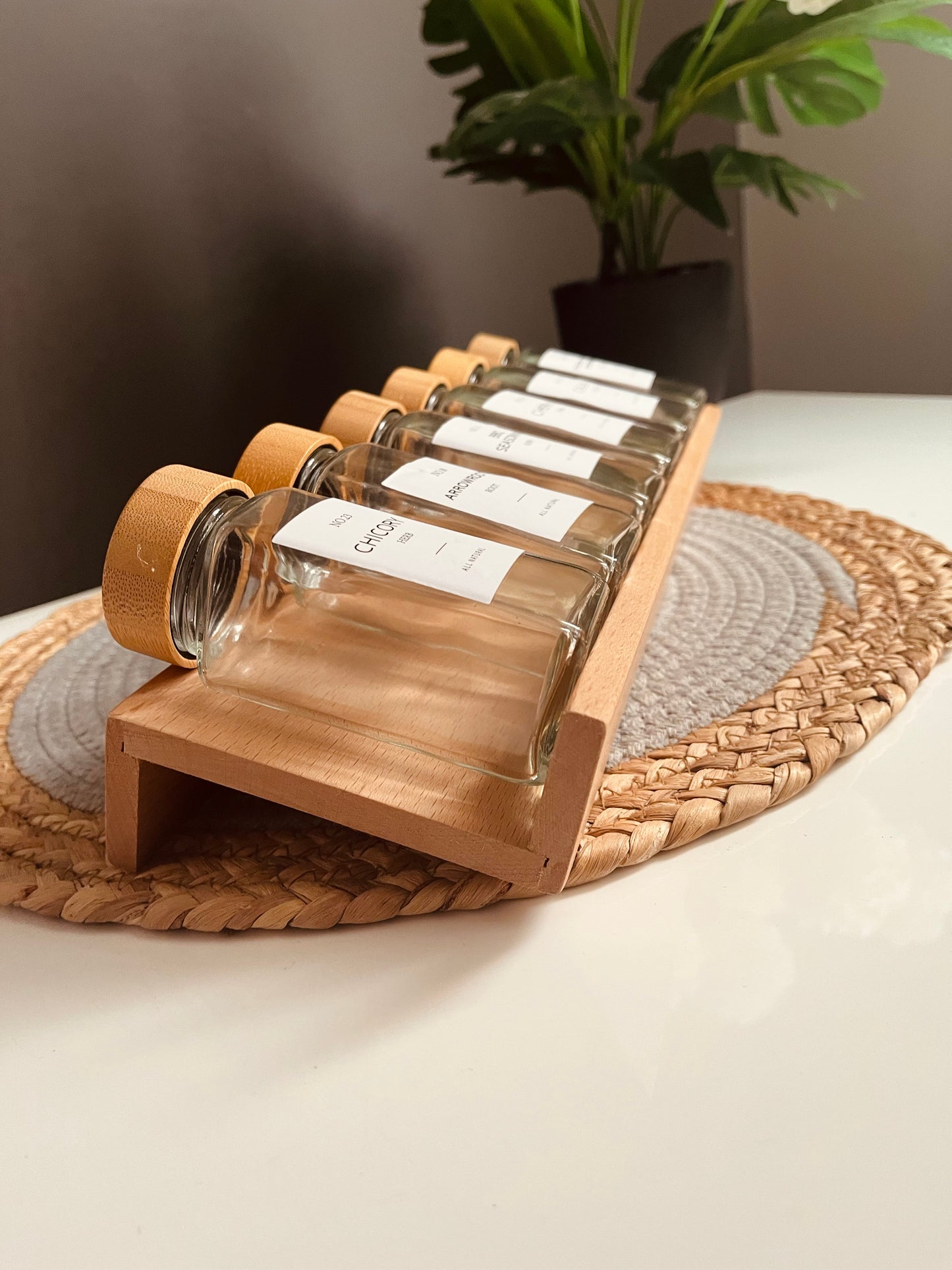 Set of 6 glass jars 150ml with zan drawer organizer