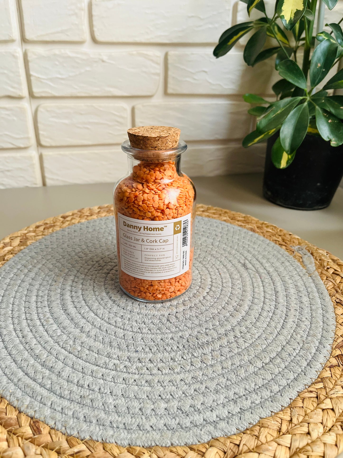 One glass jar cork lid-300ml(code1900-83)