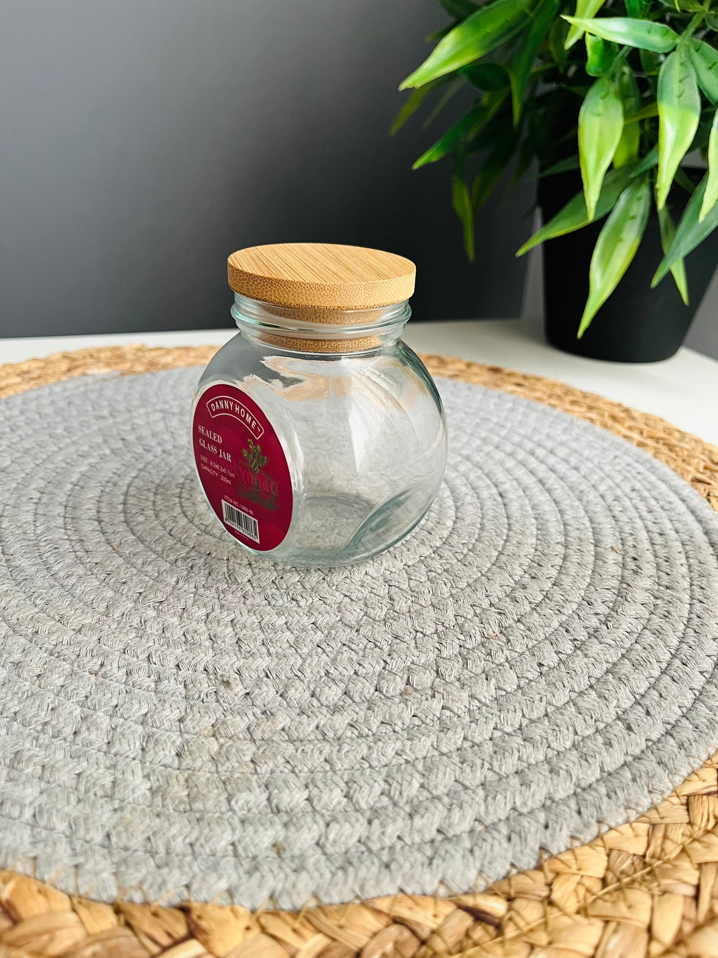 SEALED GLASS JAR 200ml (code1966-86) danny home