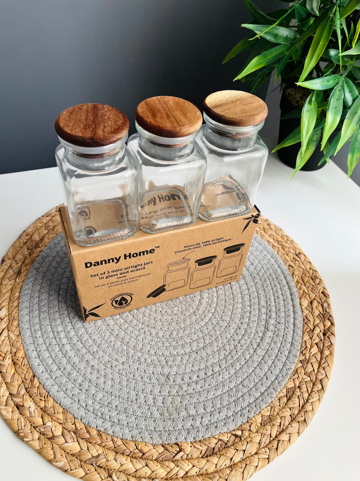 Set of 3 mini square jars(code1966-101)