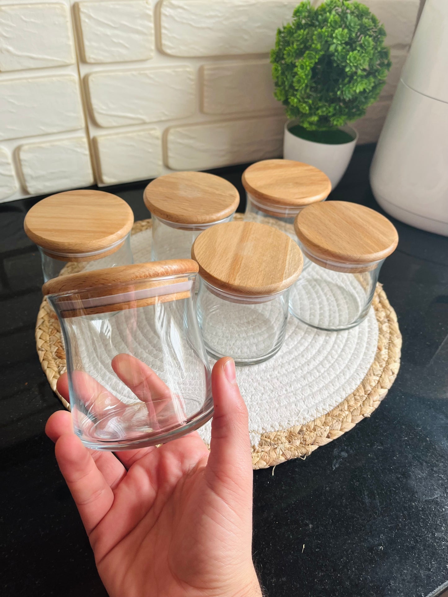 (curvy) 6 glass jars 350ml set
