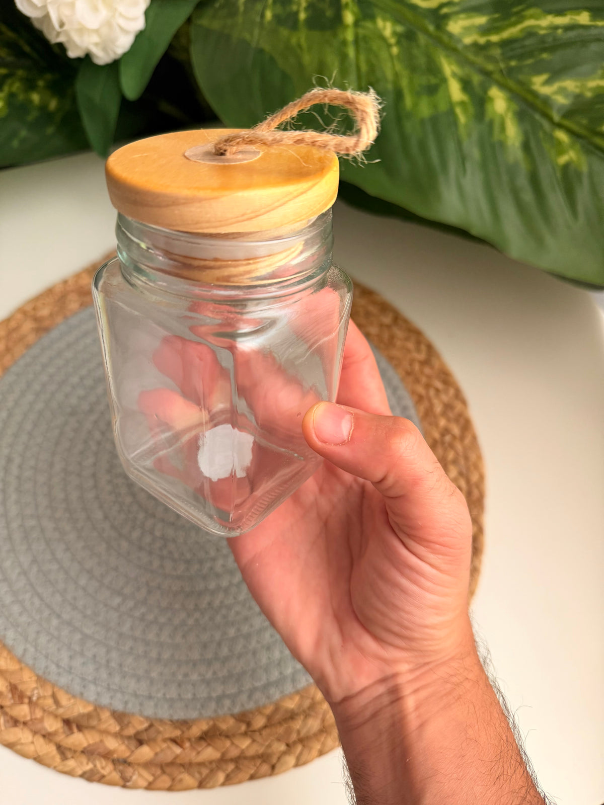 One glass jar 350ml (مستاطيل بالقطعه) (code333)