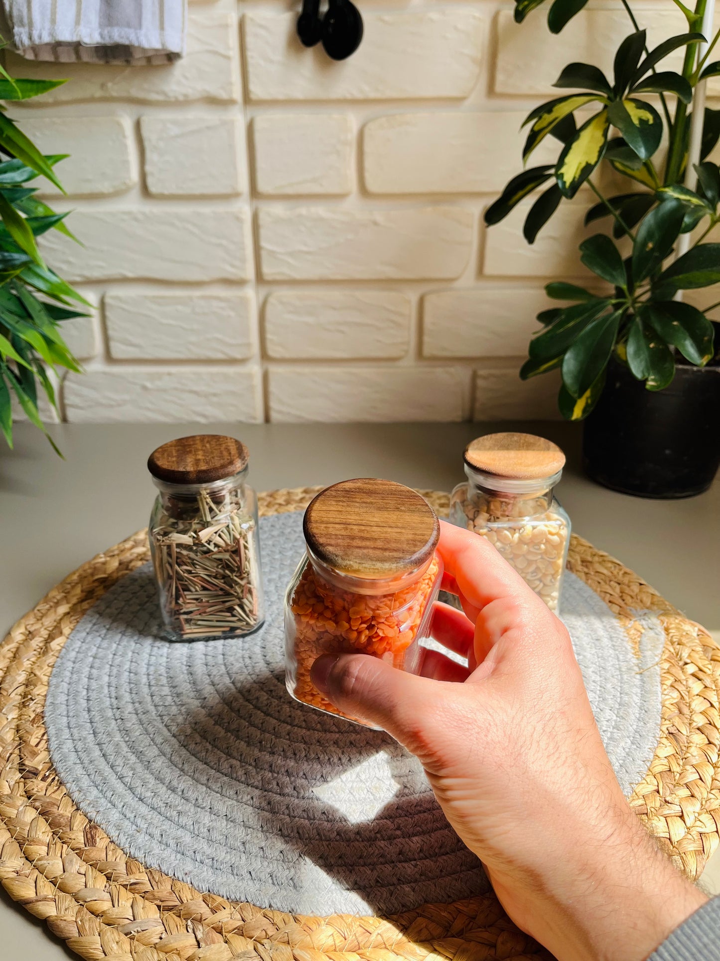 Set of 3 mini square jars(code1966-101)
