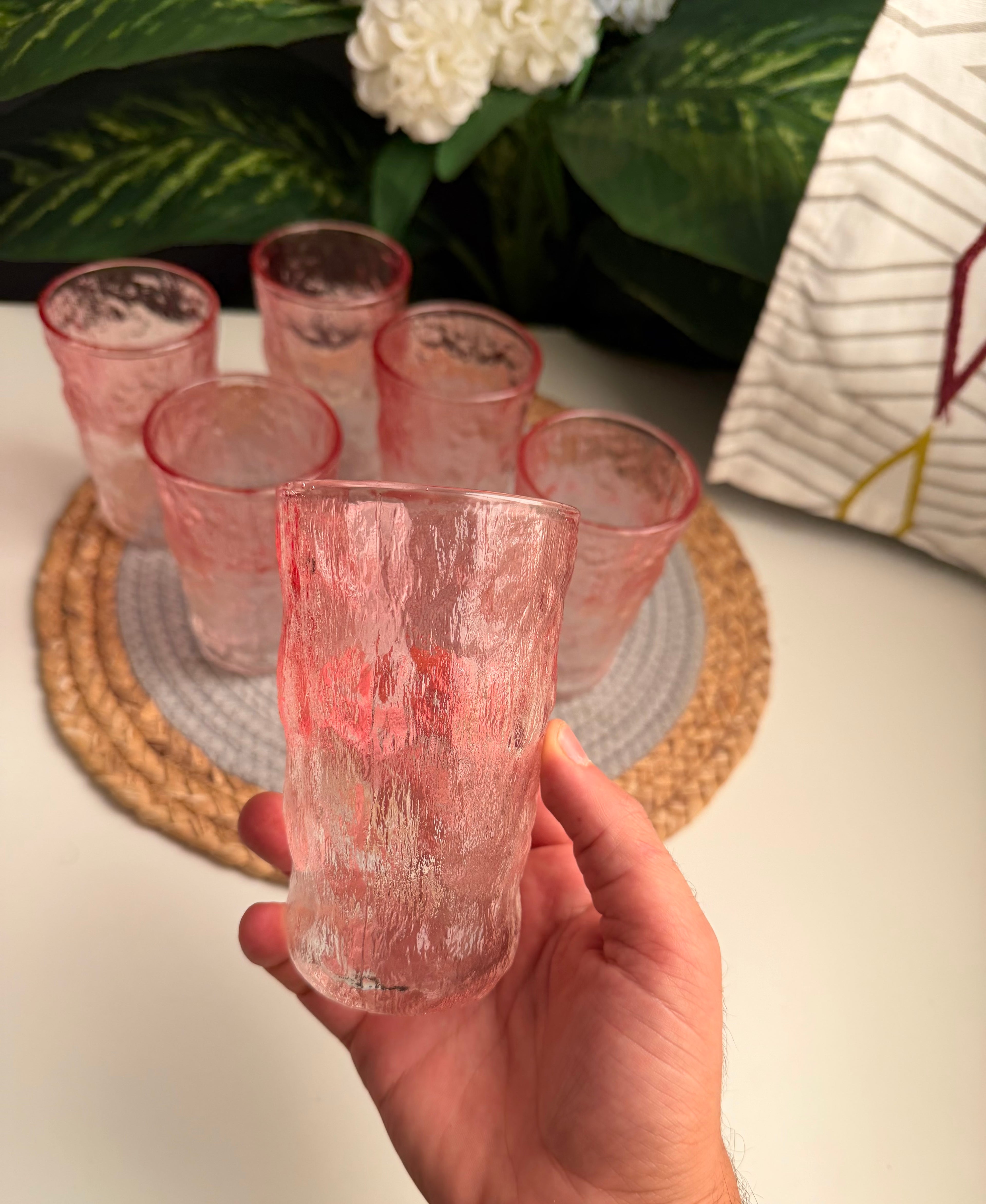 طقم ٦ قطع حرف جولد Ice glass cup (أحمر ) (code449)
