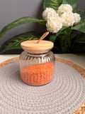One glass jar 550ml (صغير مضلع بالقطعه) (code337)