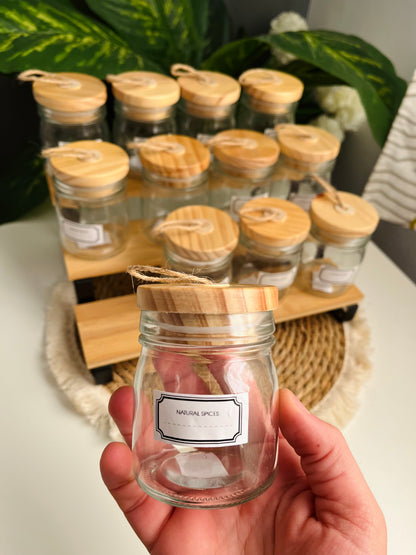 (curvy) 12 glass jars 200ml +mixed stairs