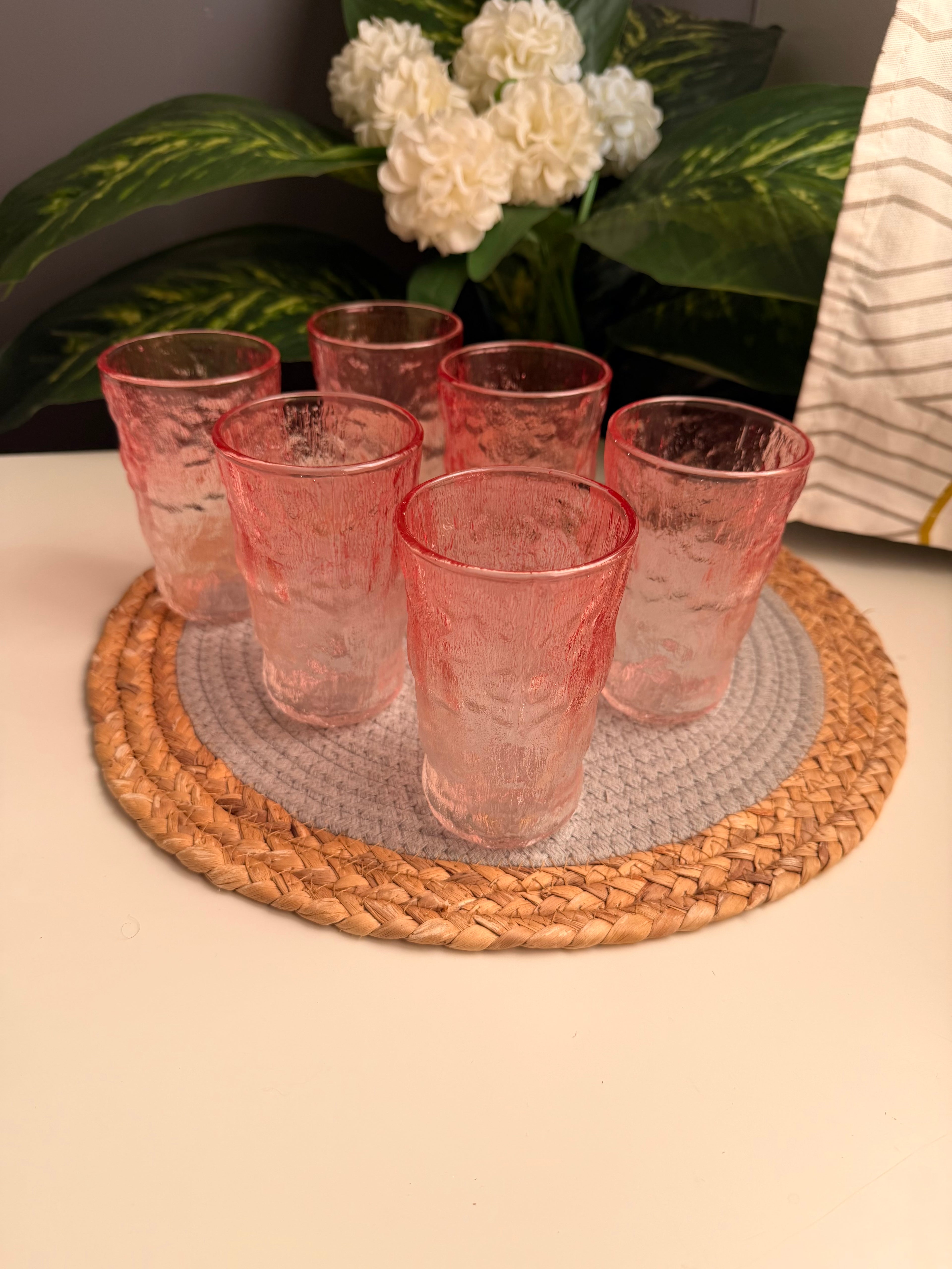 طقم ٦ قطع حرف جولد Ice glass cup (أحمر ) (code449)