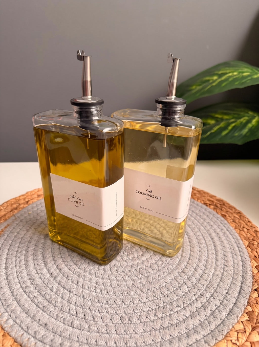 Set of (2) Oil bottles square+أستكرين  (code 294)(سلڤر)