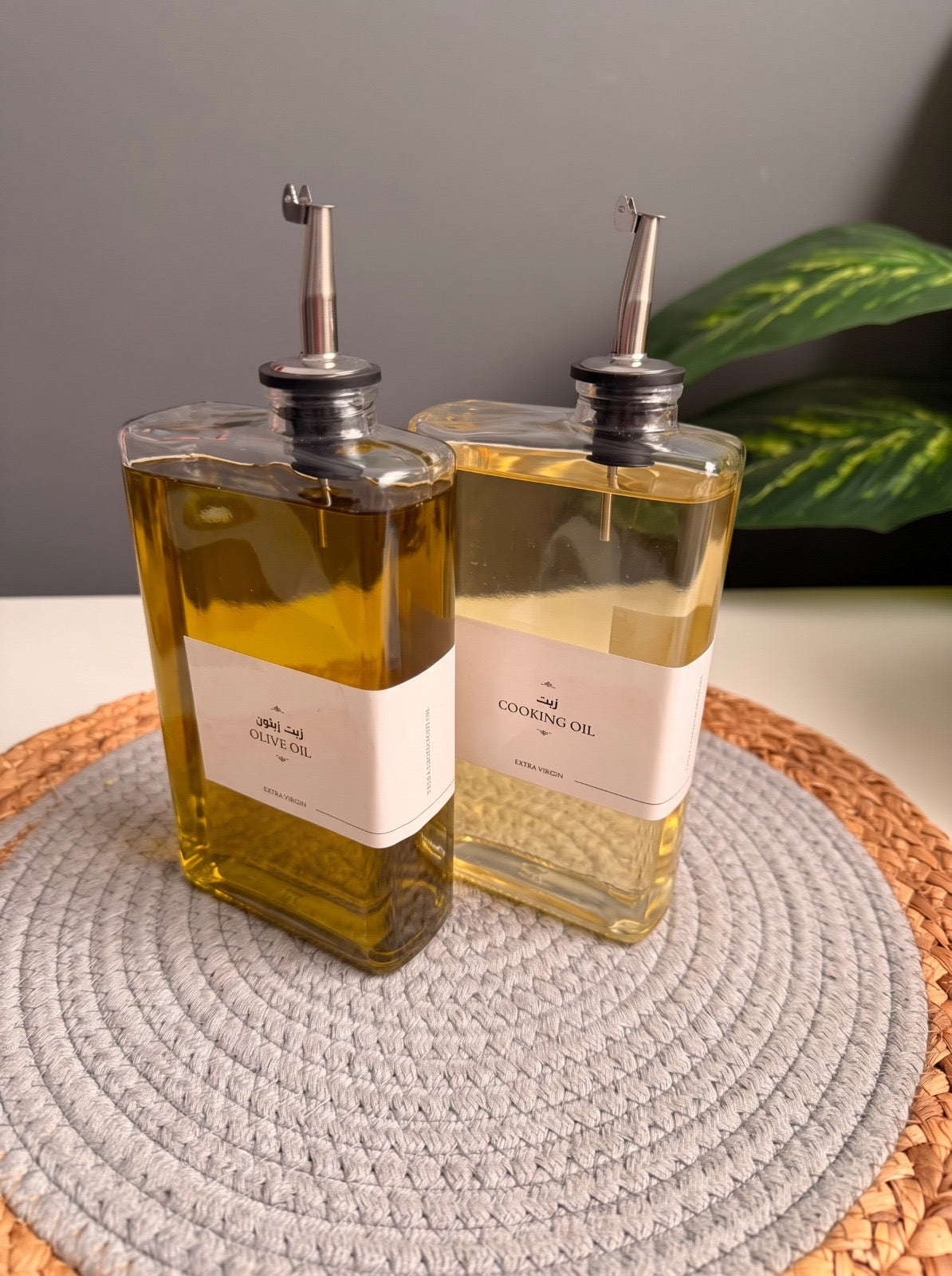 Set of (2) Oil bottles square+أستكرين  (code 294)(سلڤر)