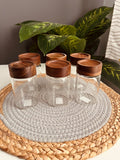 (Code315) Set of 6 glass jars 300ml(جديد)غطاء غامق كبير