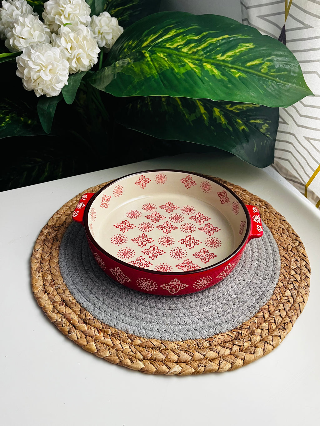 طاجن أحمر وسط 22cm(مدور)code14