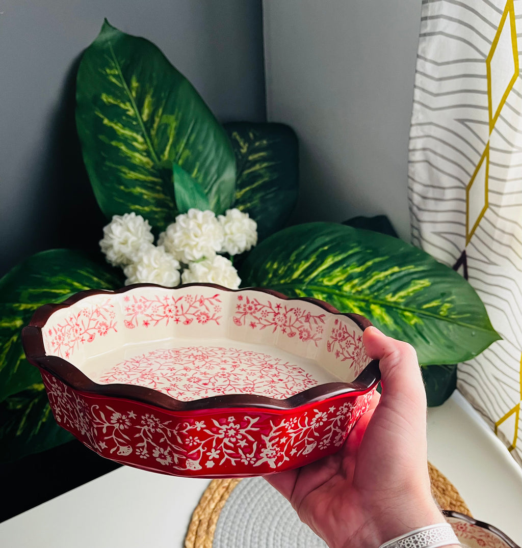 طاجن أحمر كبير 25cm(زجزاج)code03 (كبير)