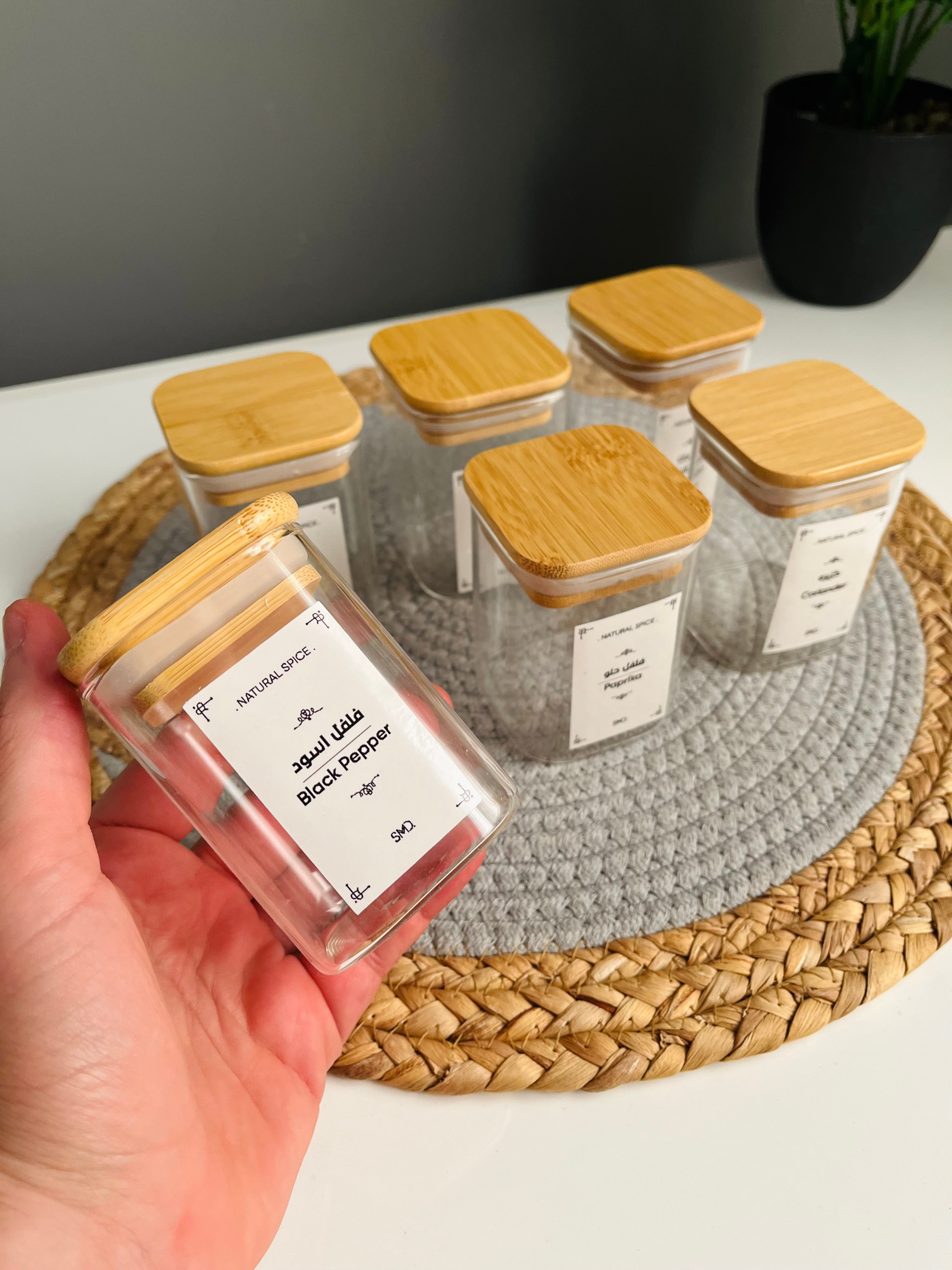 Set of 6 glass square jars 200ml