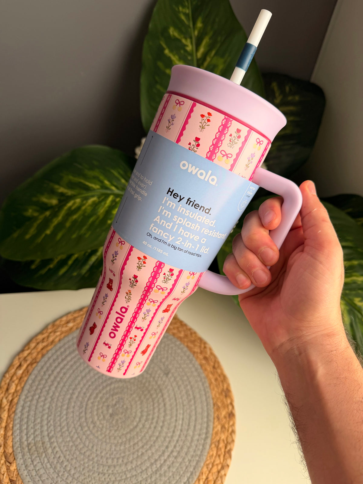 زجاجه OWALA حجم كبير (كود 966)-بنفسجى ورد-1200ml