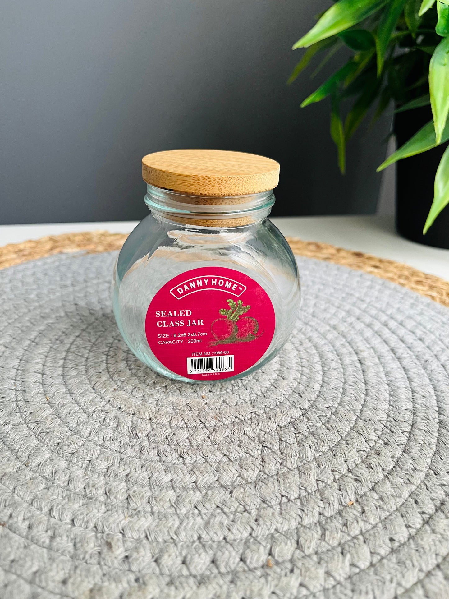 SEALED GLASS JAR 200ml (code1966-86) danny home