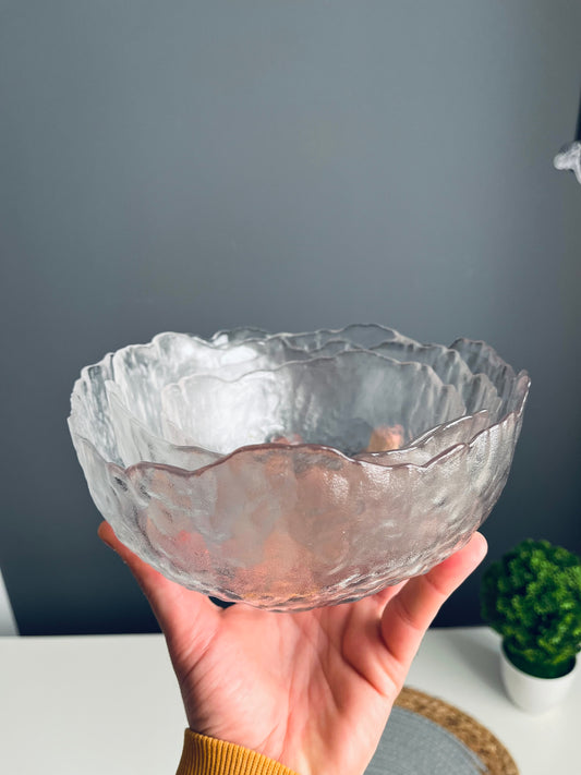 (شفاف)Set 3 glass bowls 20cm-17cm-13cm
