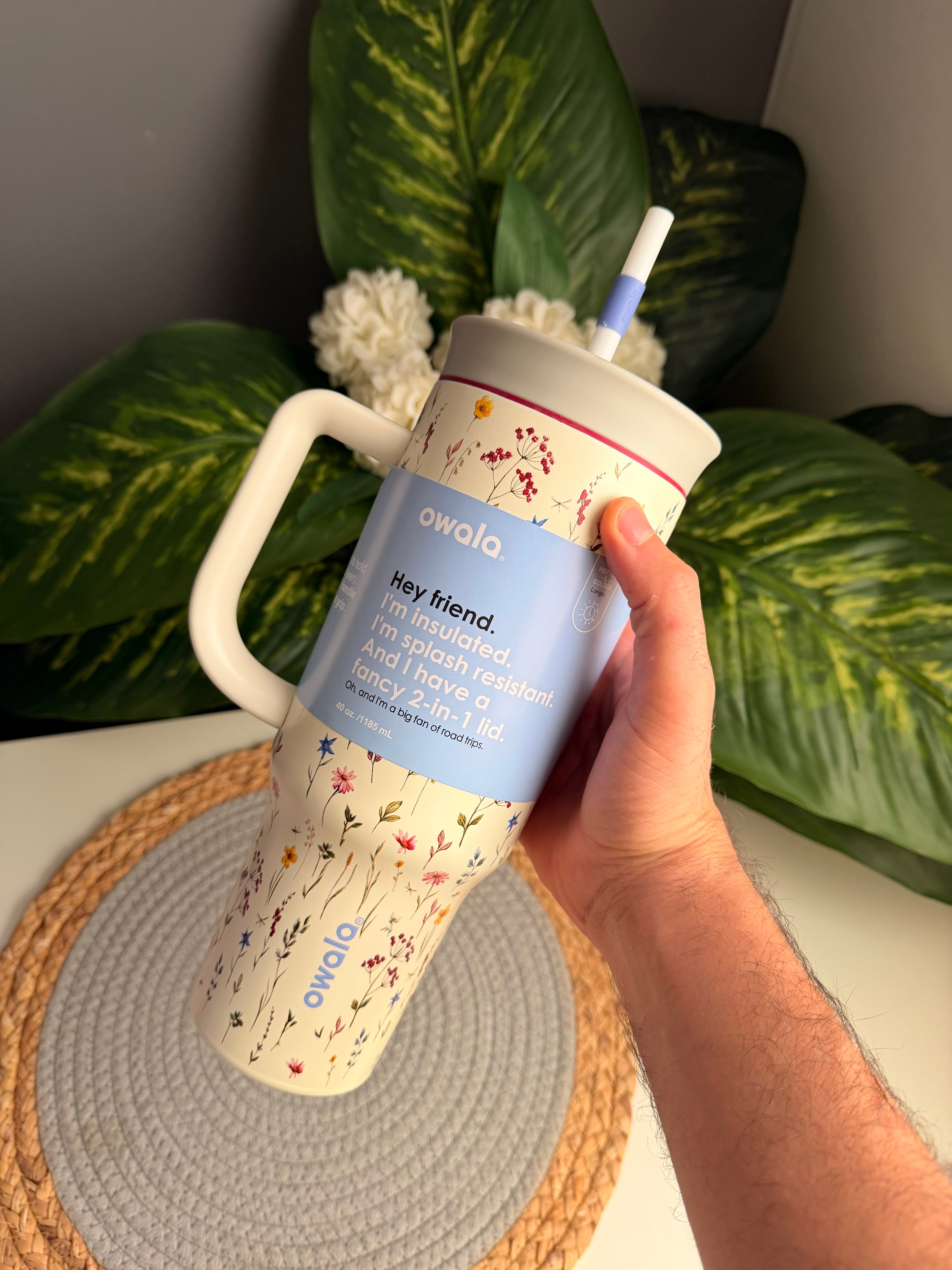 زجاجه OWALA حجم كبير (كود 966)أبيض ورد 1200ml