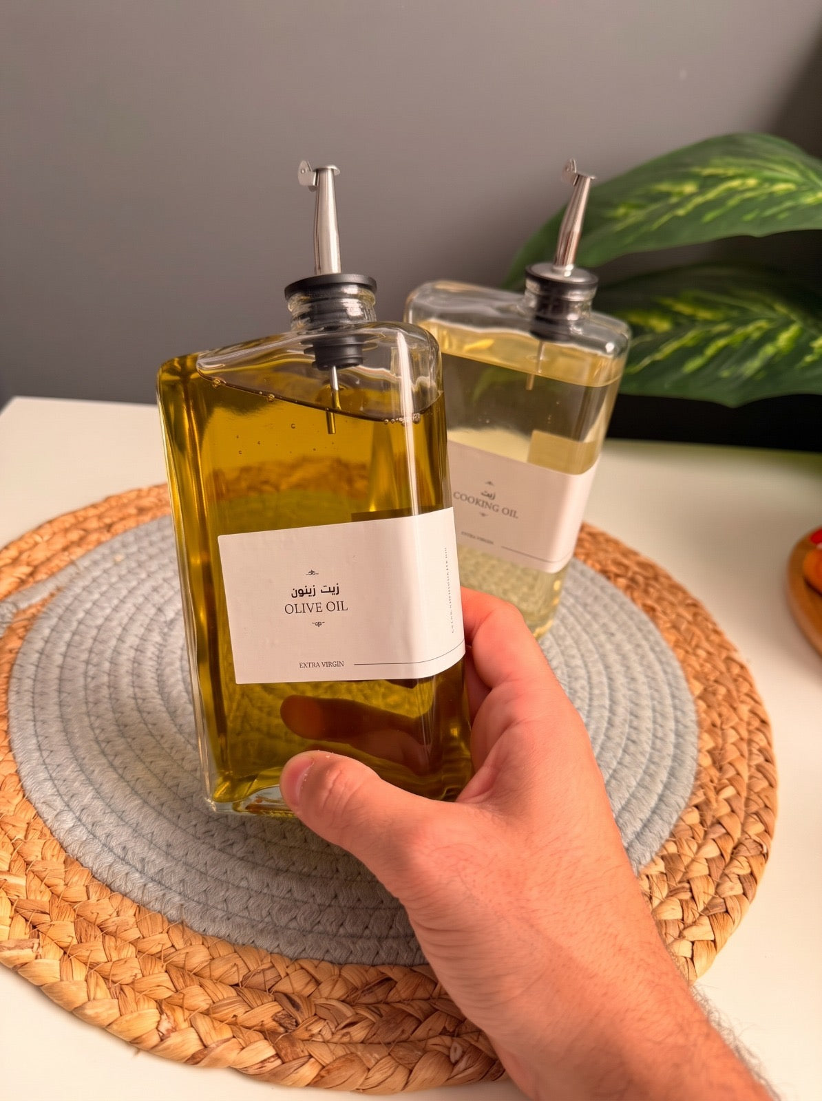Set of (2) Oil bottles square+أستكرين  (code 294)(سلڤر)