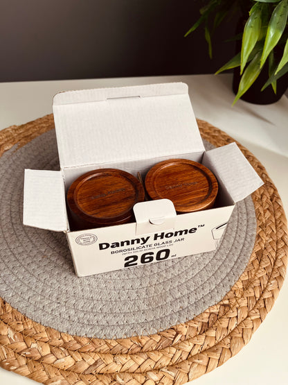 2 glass jars (Danny home)130ml(جديد)غطاء غامق