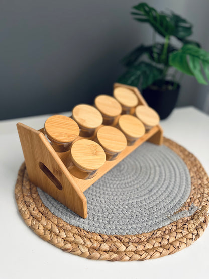 8 Spices jars +organizer