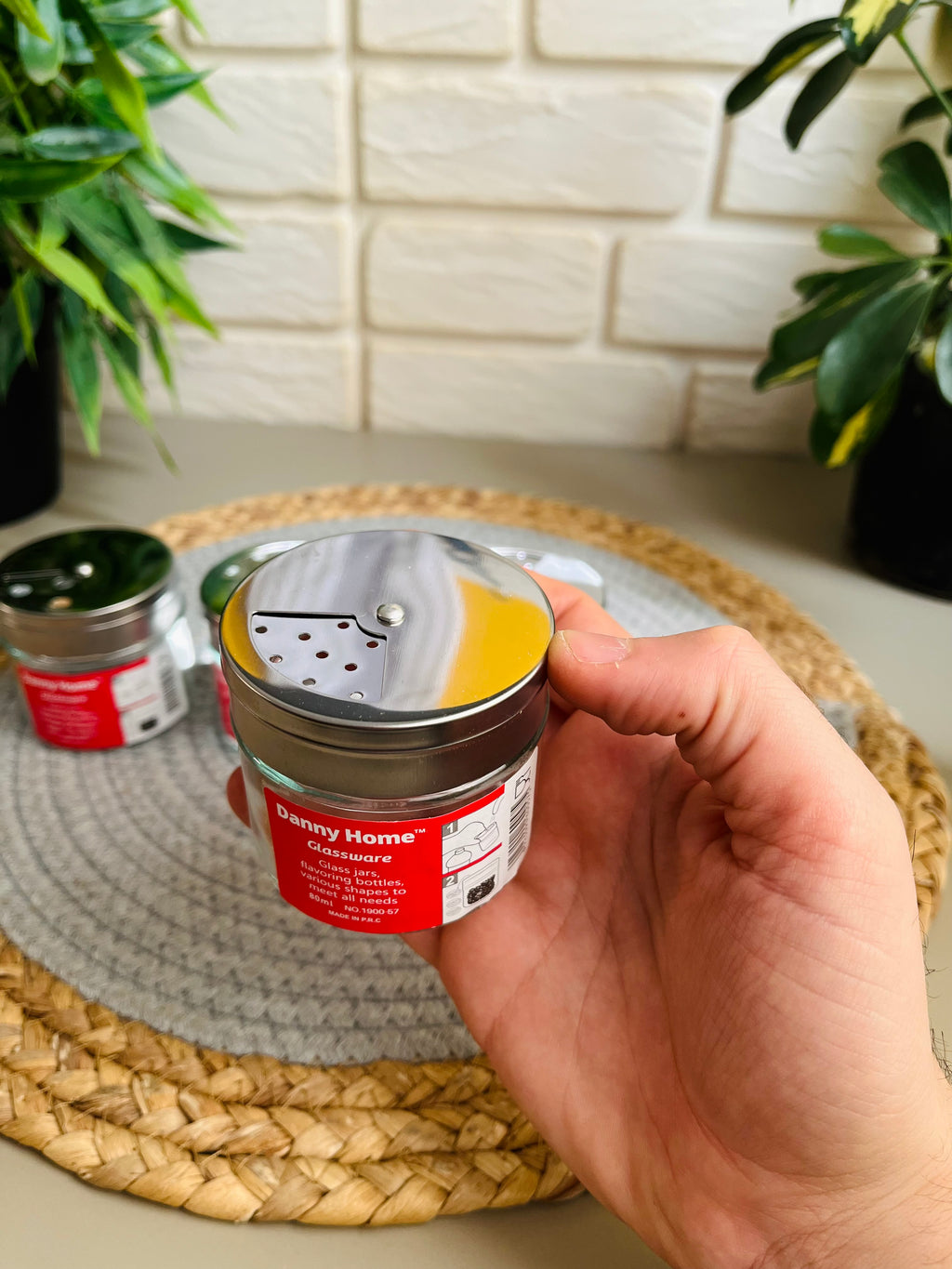 Set of 4 glass jars with stainless 80ml lid(code1900-57)