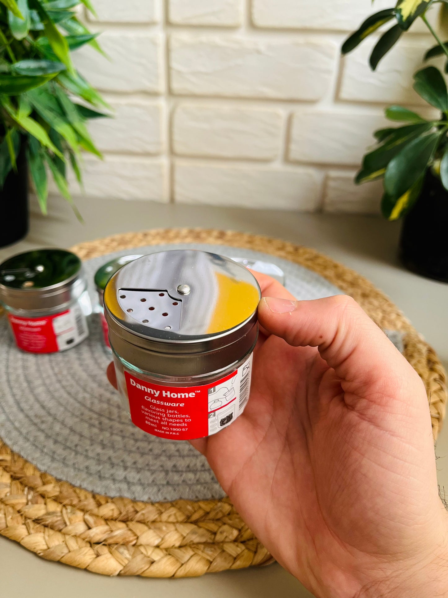 Set of 4 glass jars with stainless 80ml lid(code1900-57)
