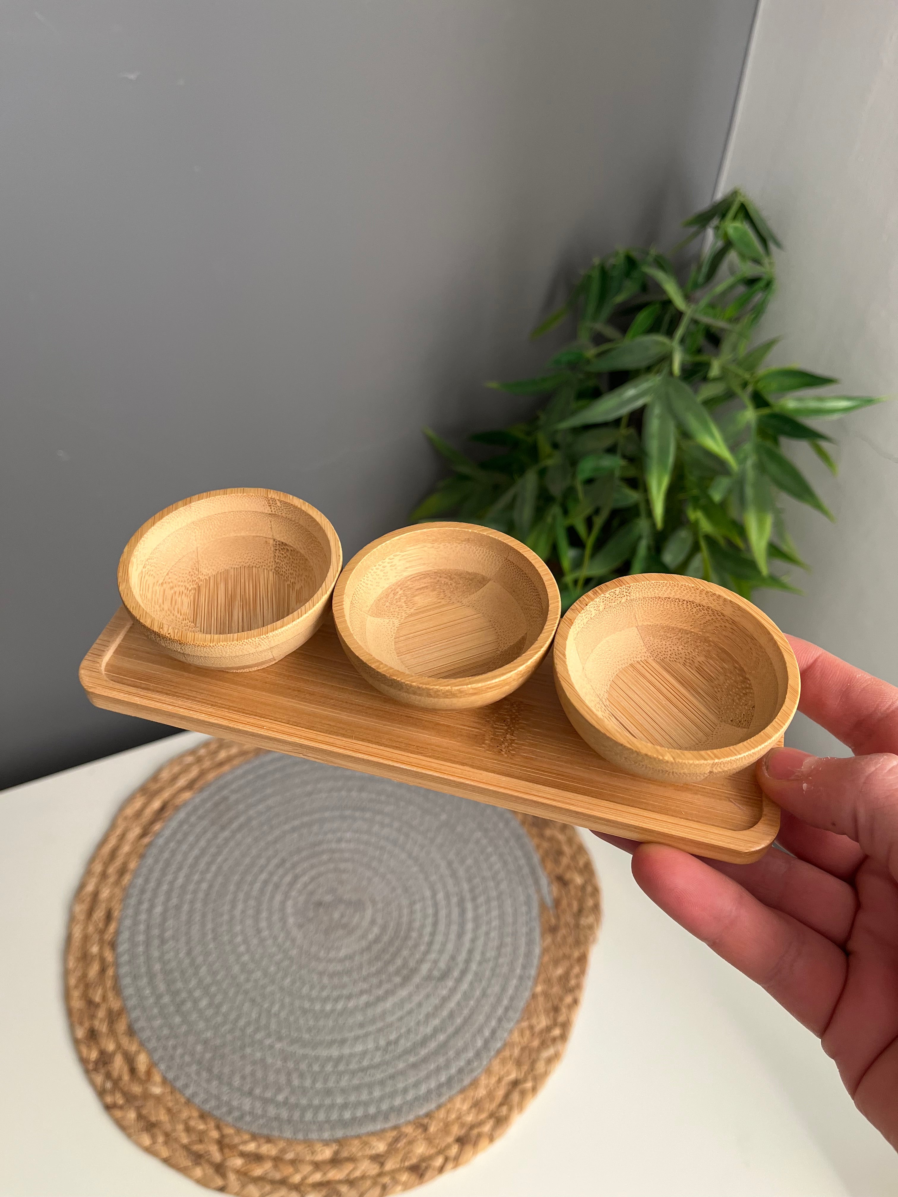 Set of 3 tiny bowls+tiny tray(C5370)