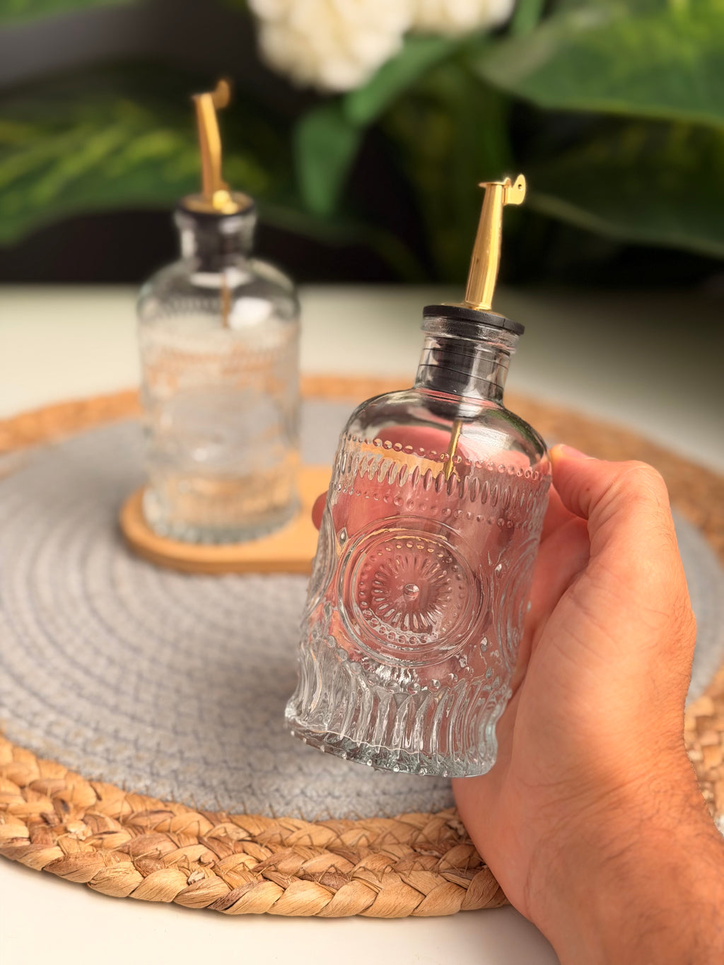 طقم 2زياته زجاج +قاعده خشب(code296)350ml