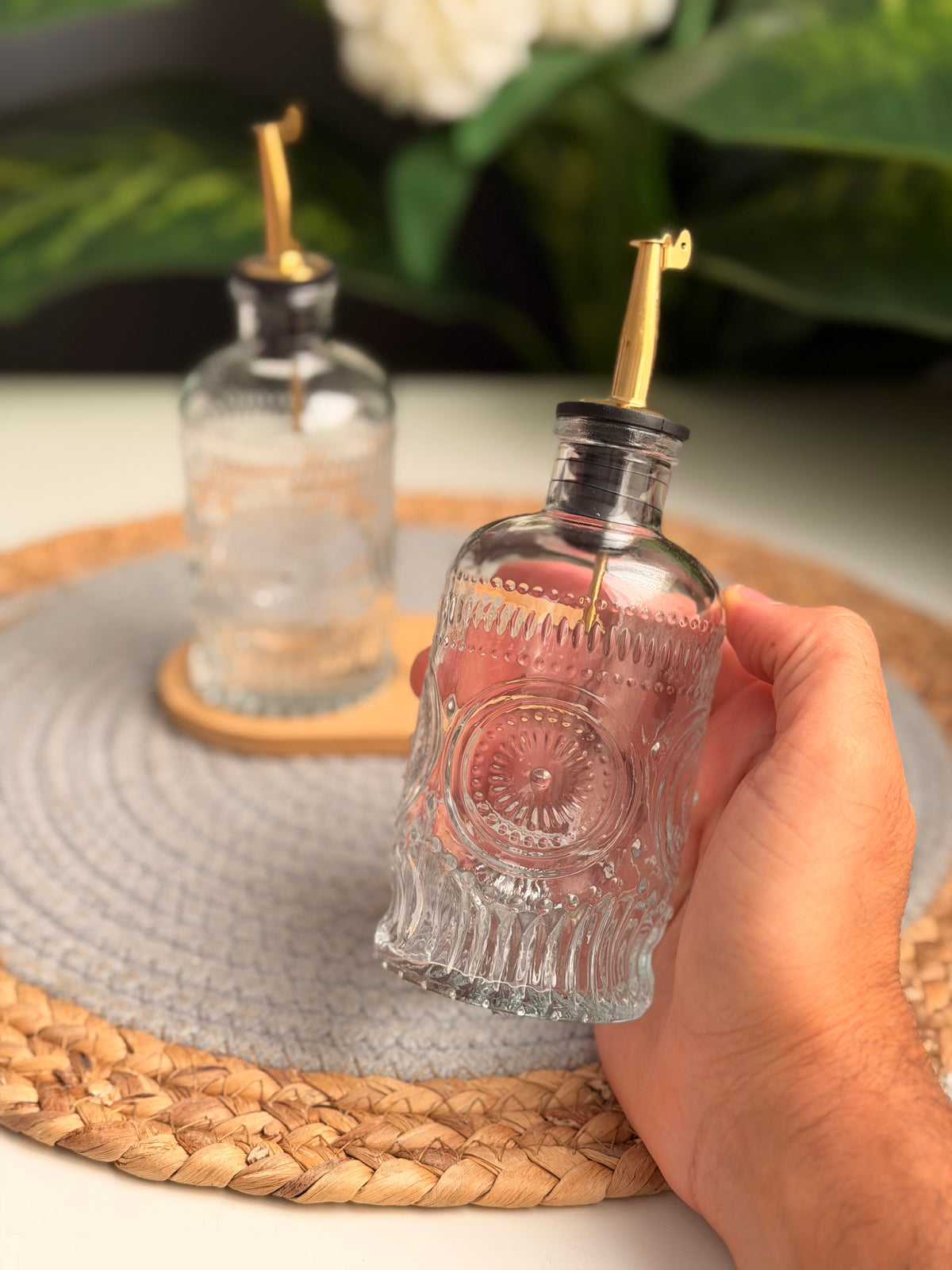 طقم 2زياته زجاج +قاعده خشب(code296)350ml