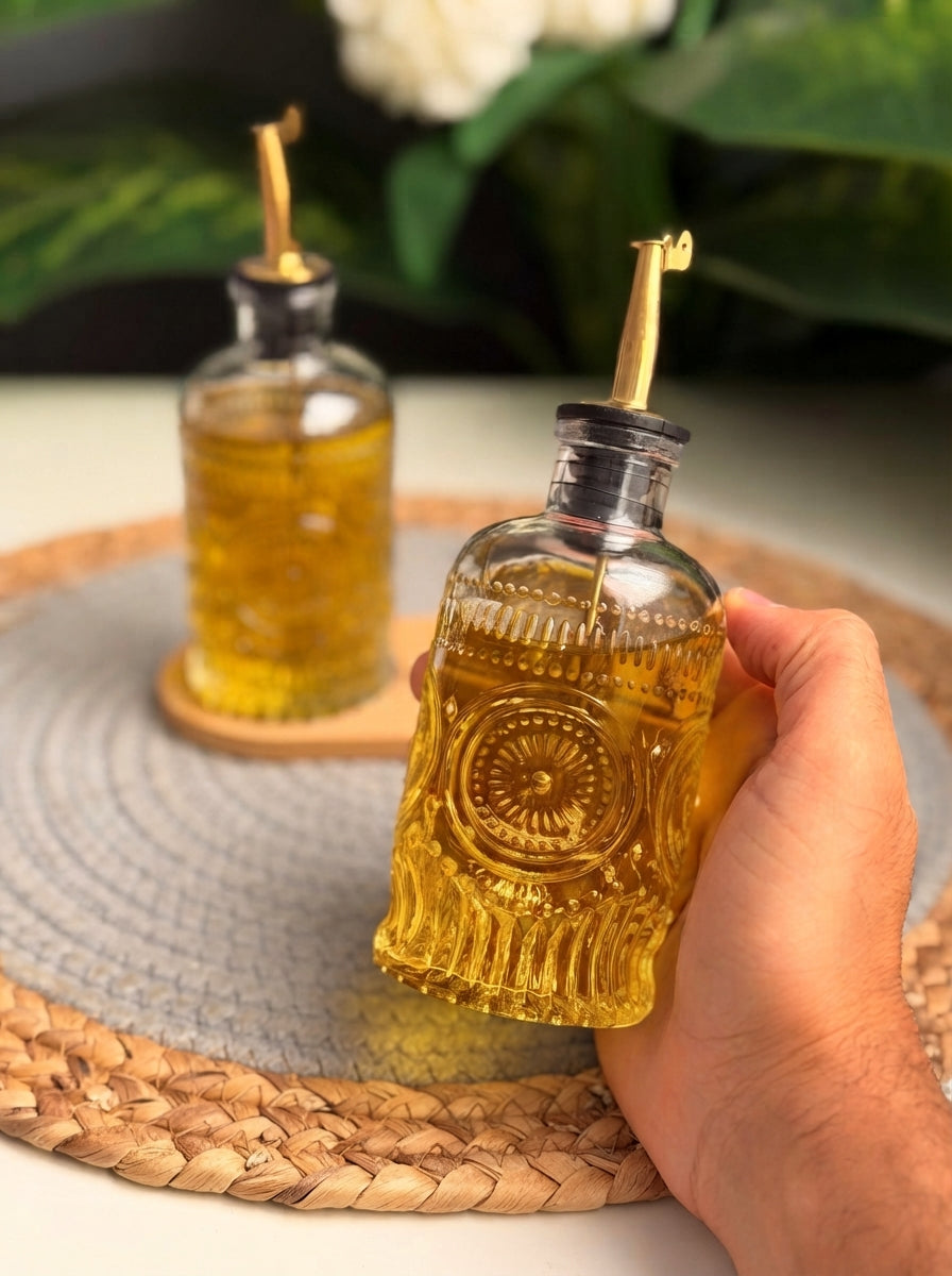 طقم  2زياته زجاج +قاعده خشب(code296)350ml