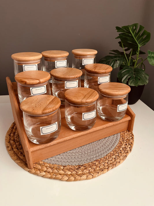 Set of 9 glass jar with stairs 250ml