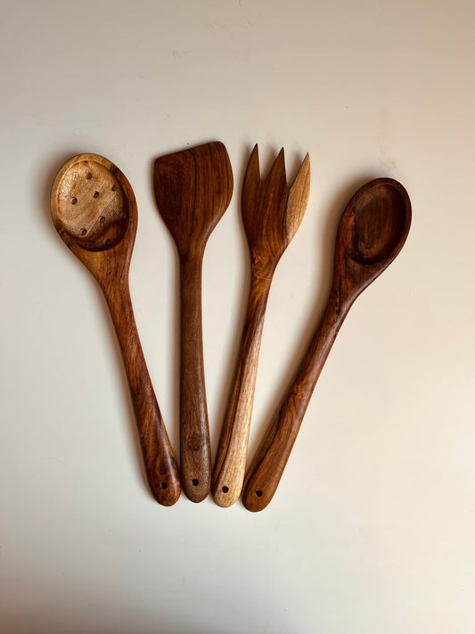Wooden Kitchen Utensils Set - 4 Pc