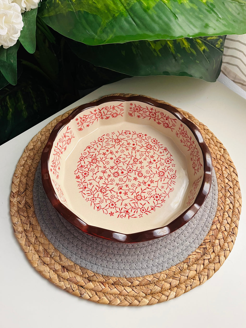 طاجن أحمر كبير 25cm(زجزاج)code03 (كبير)