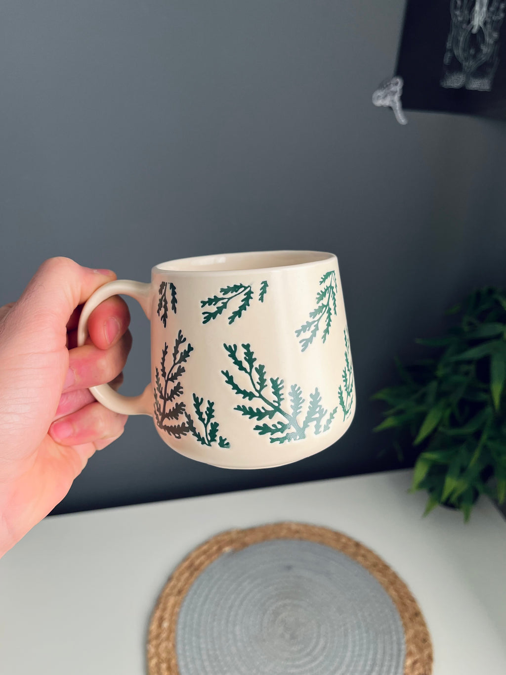 Porcelain mug (green)pattern (code476)