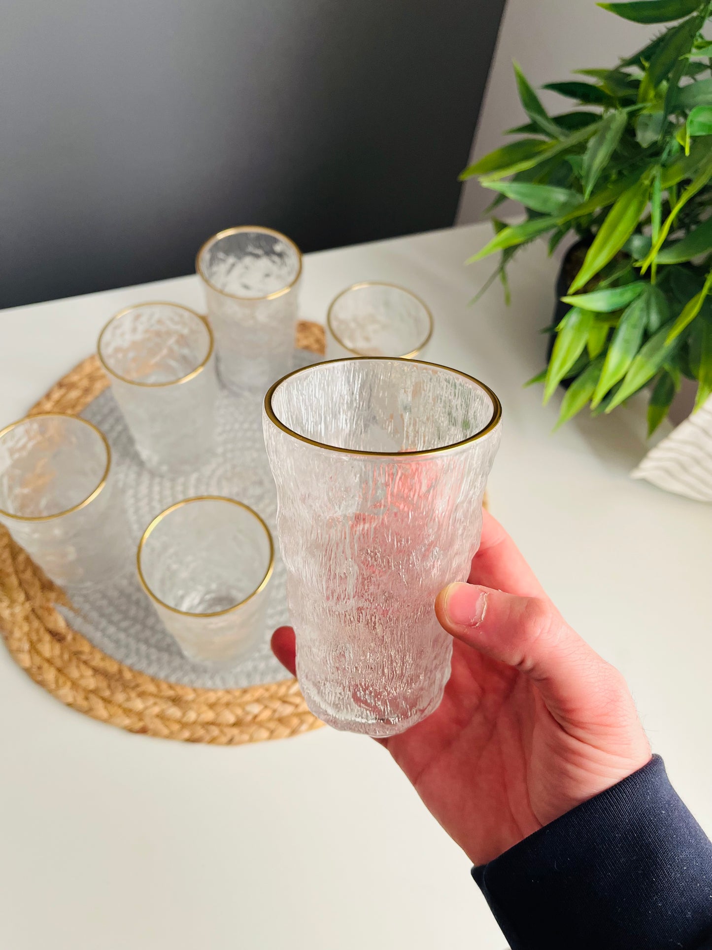 طقم ٦ قطع حرف جولد Ice glass cup (large) (code63)