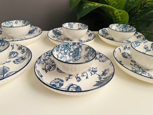 12 pieces (6 bowles+6 plate) ورده زرقاء code434