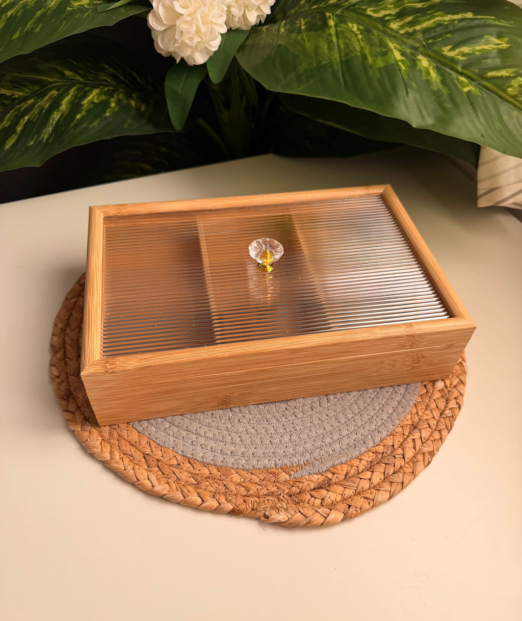 Large Bamboo (6 خانه)Tea Or nuts box organizer (code 82)