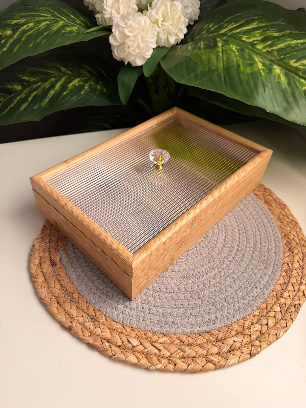 Large Bamboo (6 خانه)Tea Or nuts box organizer (code 82)