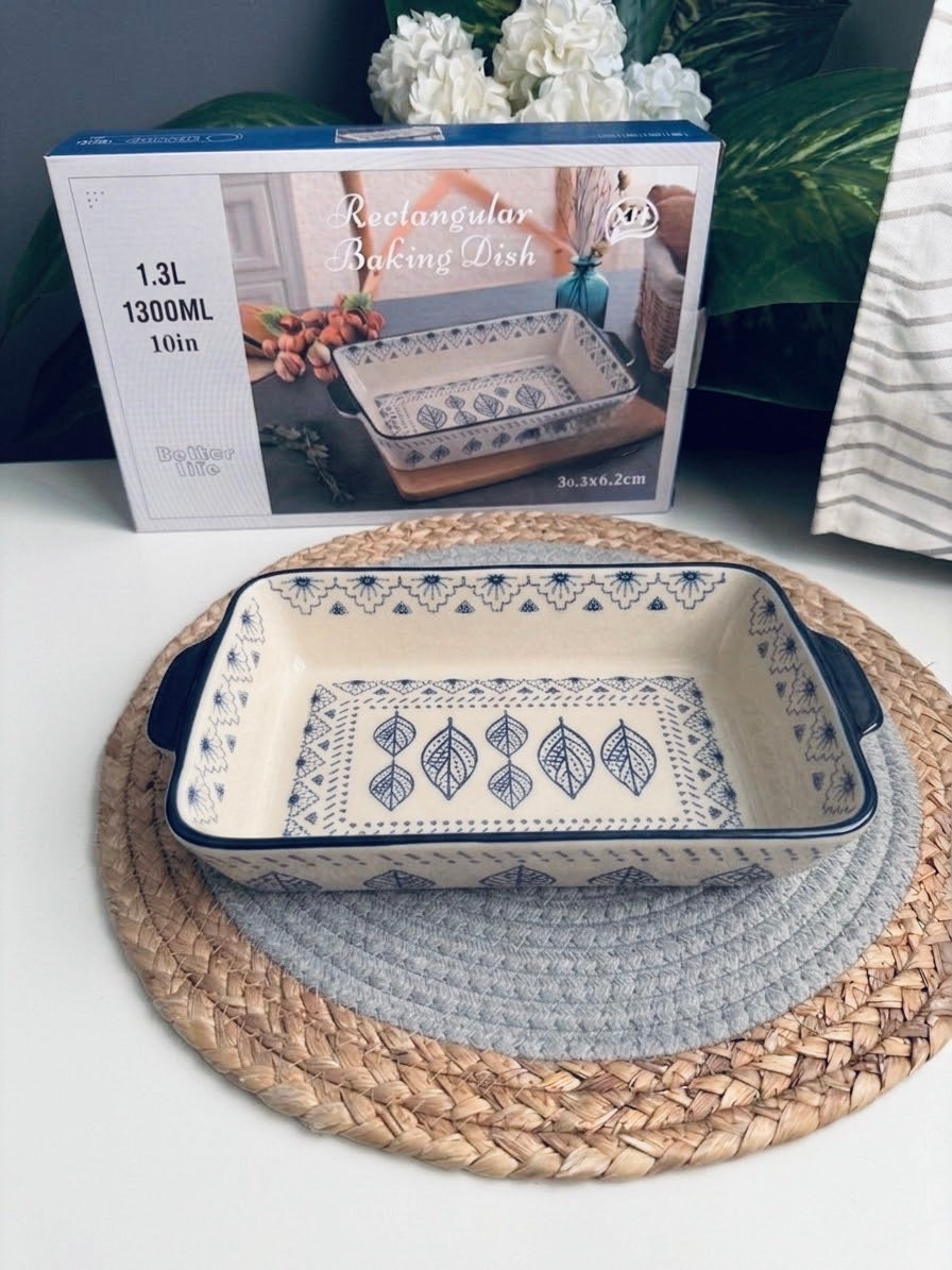 Tajin porcelain  (code206) طاچن بورسلين  (1.3L)25cm*18cmمستطيل رسومات